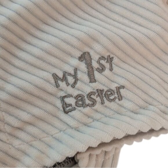 MTY Tan Elephant Lovey My 1st Easter Baby Security Blanket Ribbed Rattle Knots - Picture 5 of 7